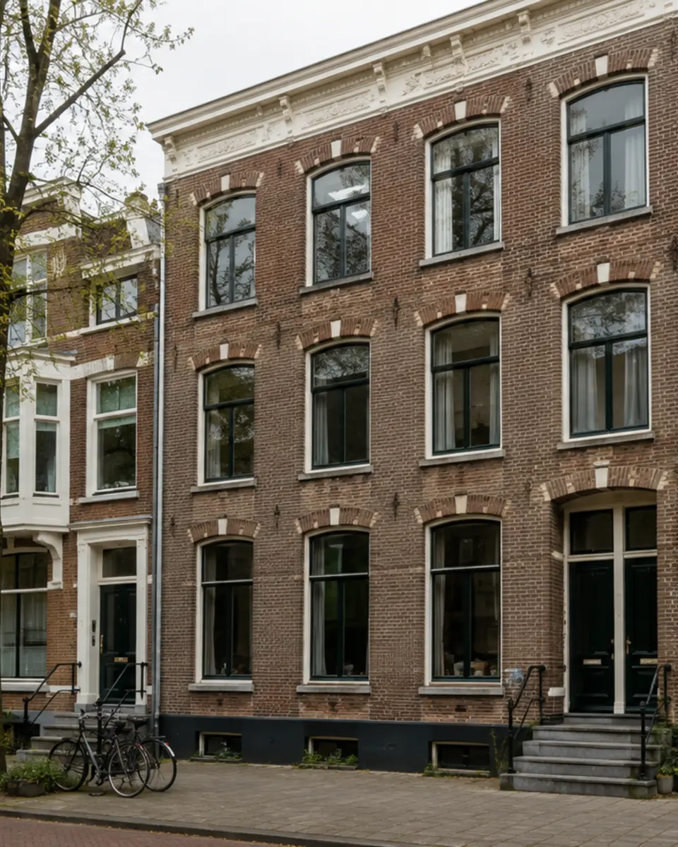Gevel van een Nederlands beleggingspand met meerdere woonlagen